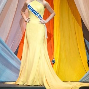 Custom yellow pageant gown